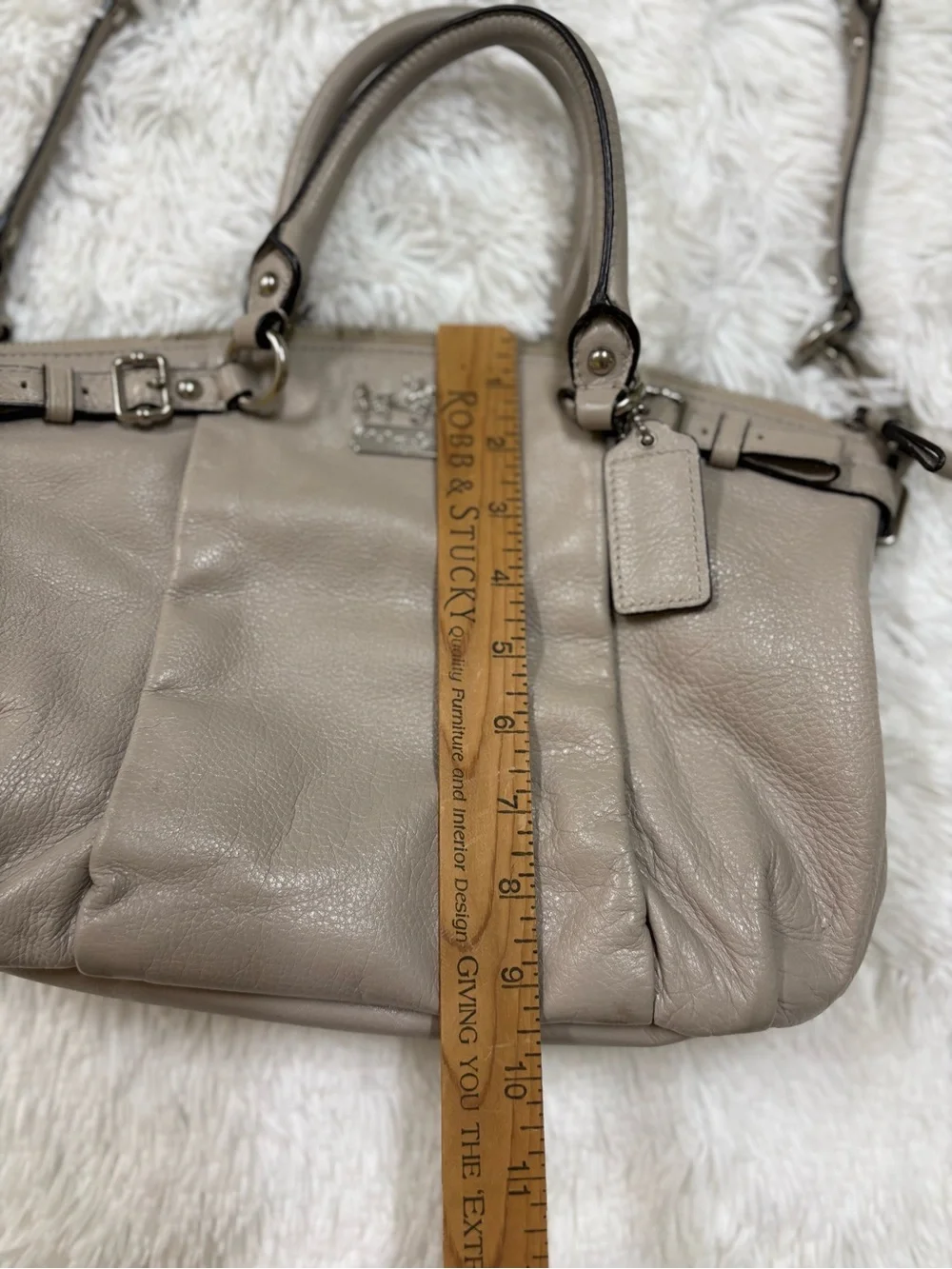 Coach Leather Satchel in Light Taupe with Gold Hardware
